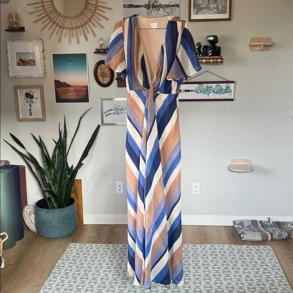 Dee Elly For VICI Nikita Printed Striped Empire Maxi Dress - Size M
